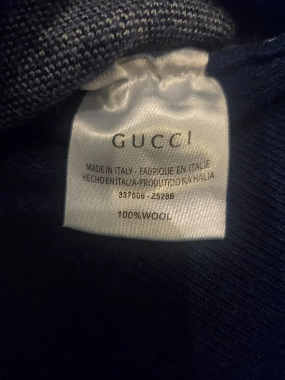 100% Authentic GUCCI  L'aveugle par amour bee wool  sweater  Blue XL